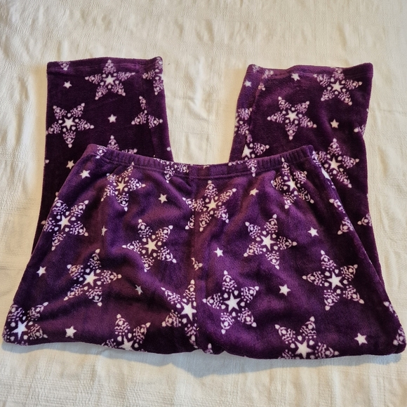 Laura Scott women's size 2X purple with white star design fluffy lounge pants - Picture 4 of 7